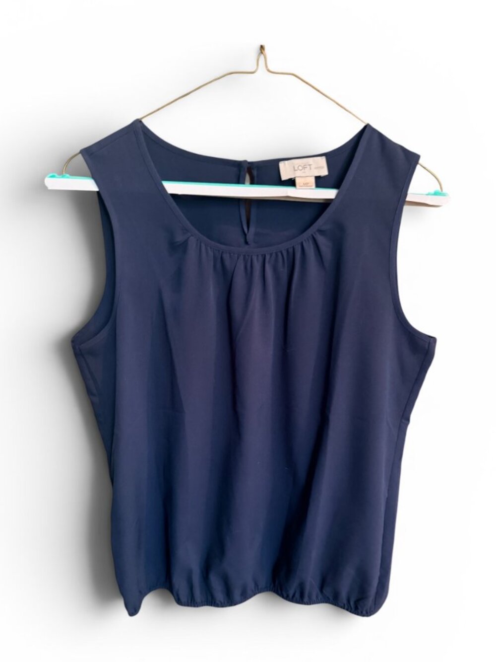 Ann Taylor LOFT Petites Navy Sleeveless Blouse Top Size MP
